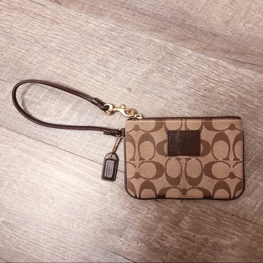 COACH logo wristlet